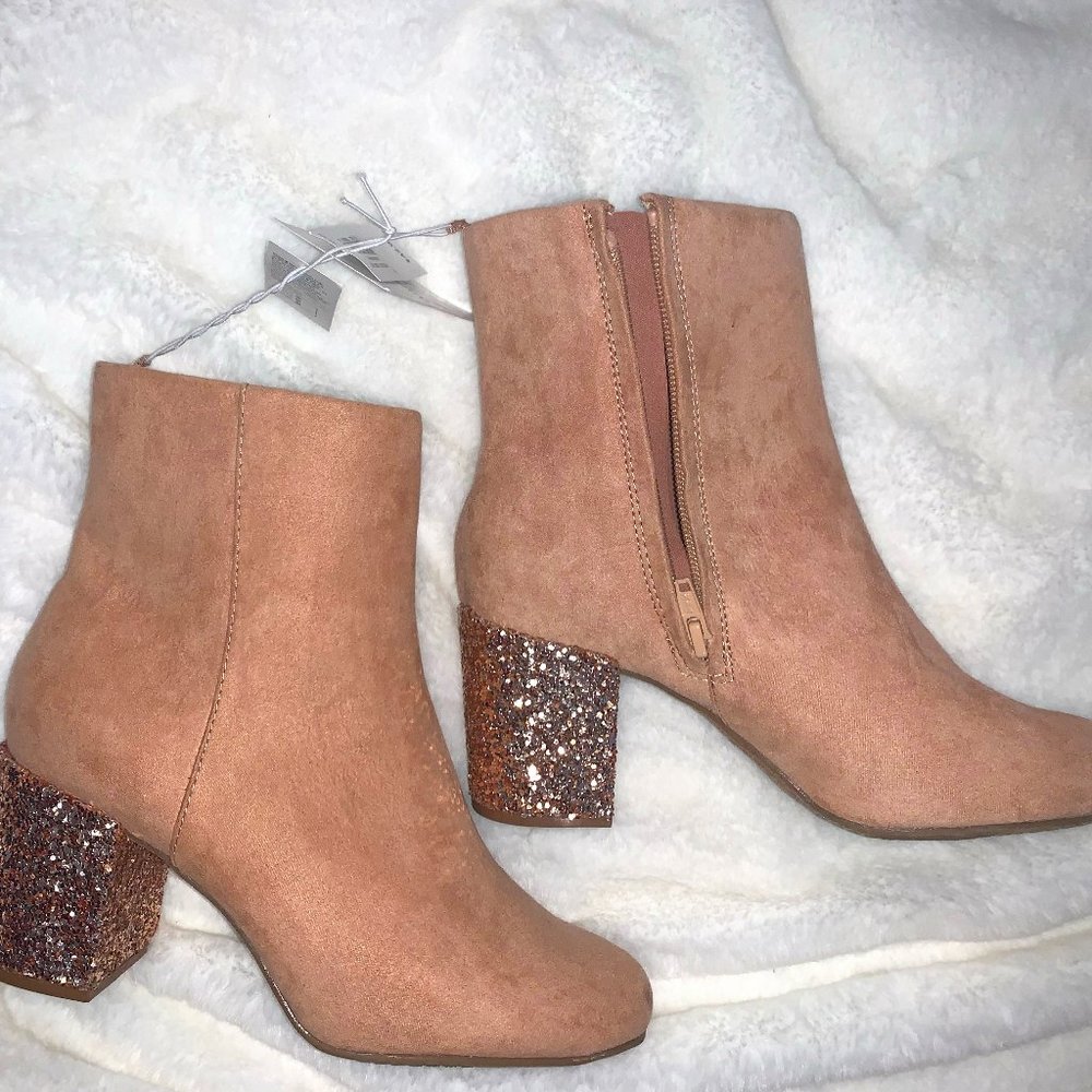 Pink Booties with Glitter Heels
